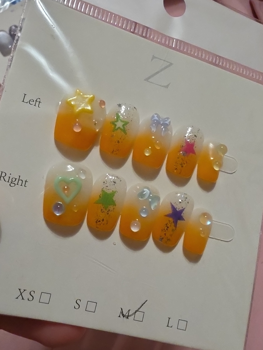 Cute Yellow Star & Heart Kids Press-On Nails